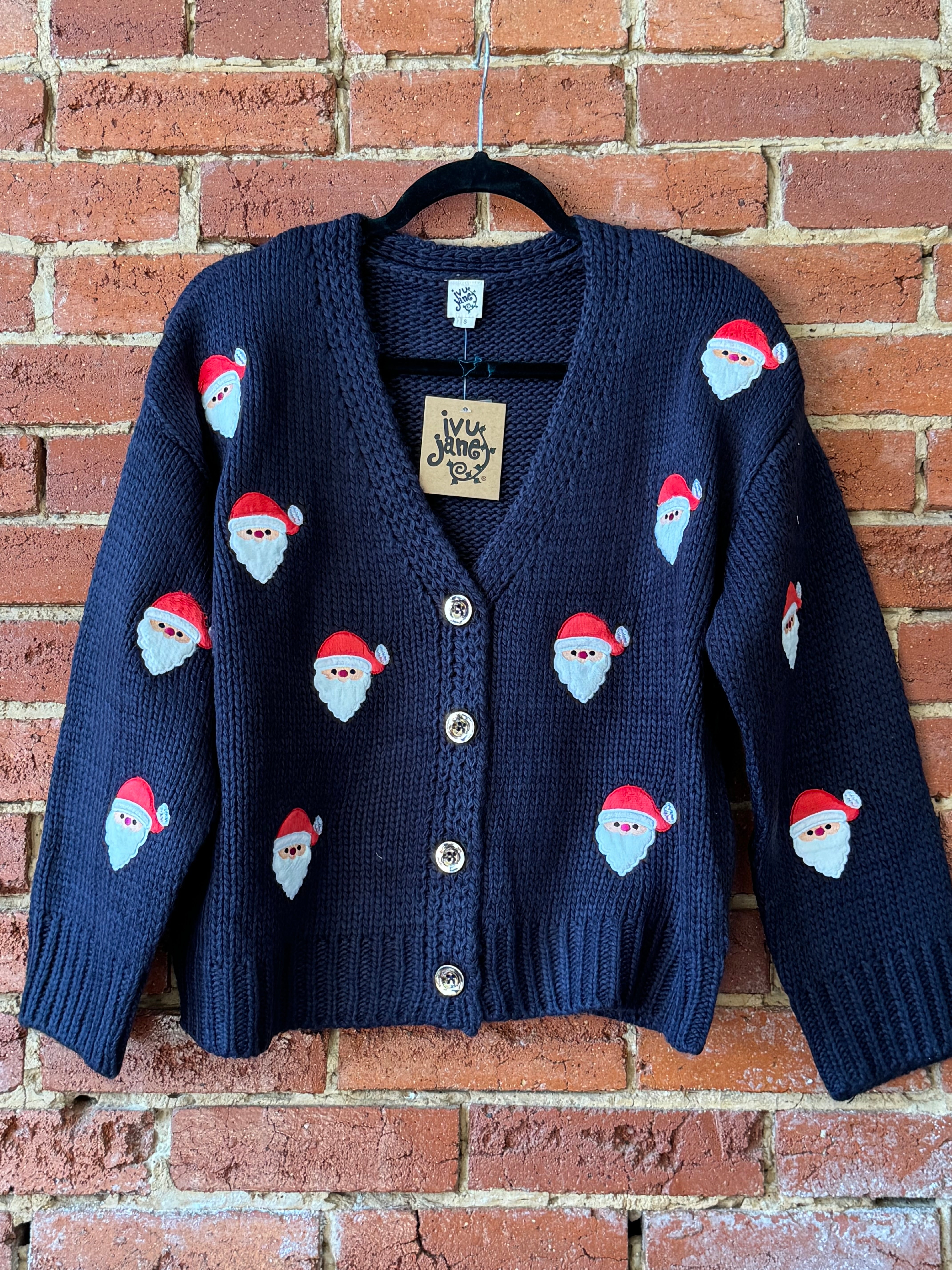 Ivy Jane Navy Santa Sweater Cardigan