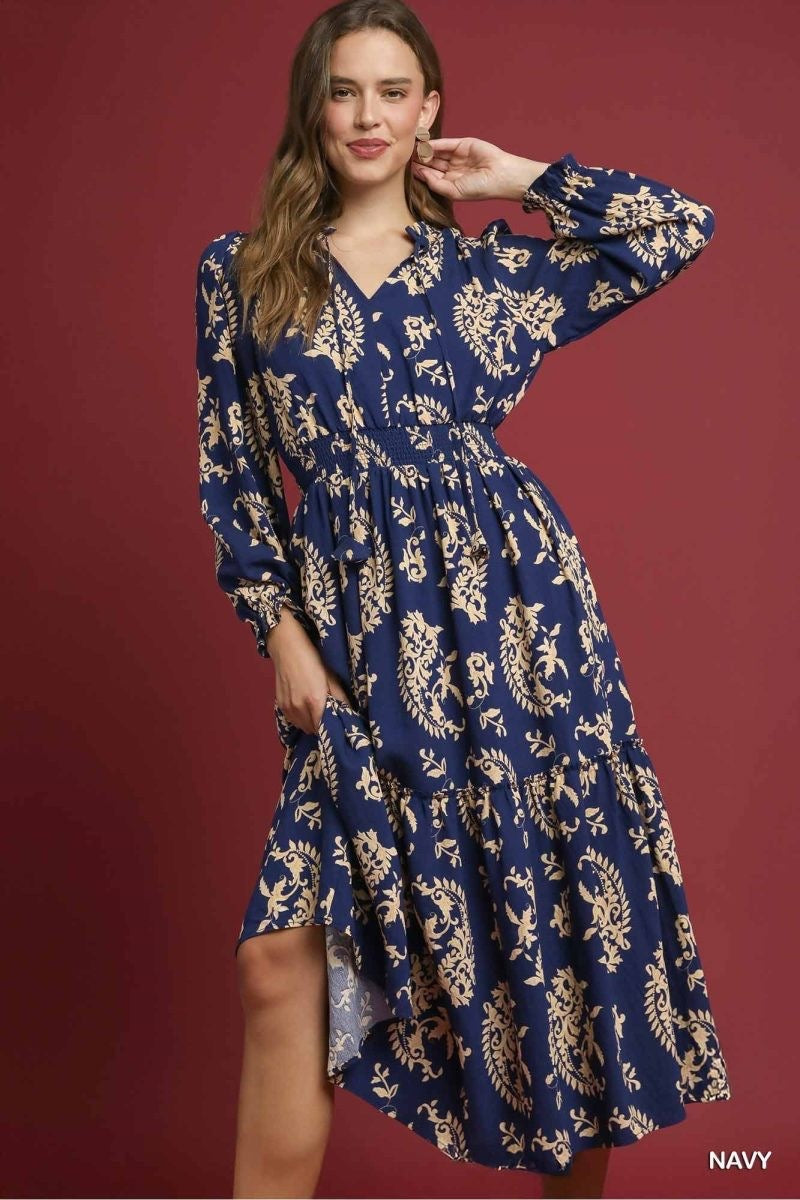 Paisley Print Midi Dress