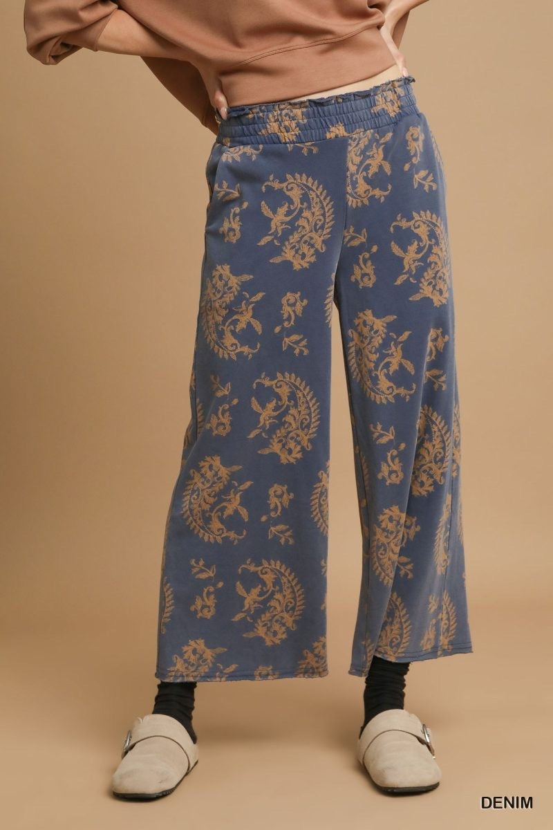 Paisley Print Mineral Wash Pant