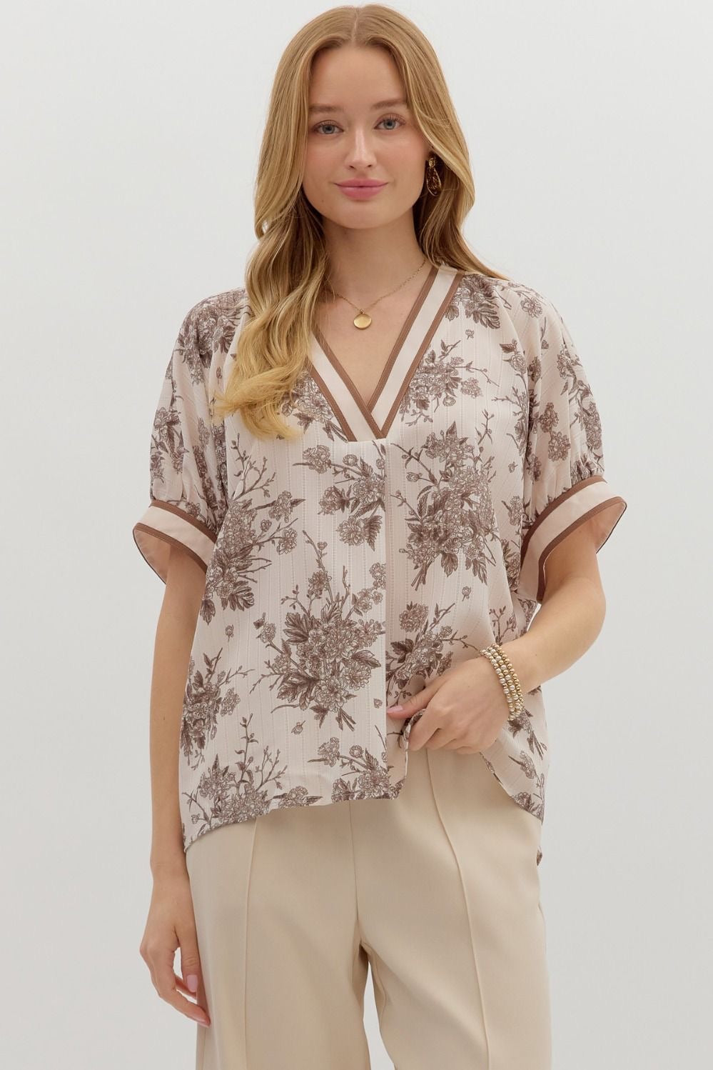 Floral Print Mocha Top