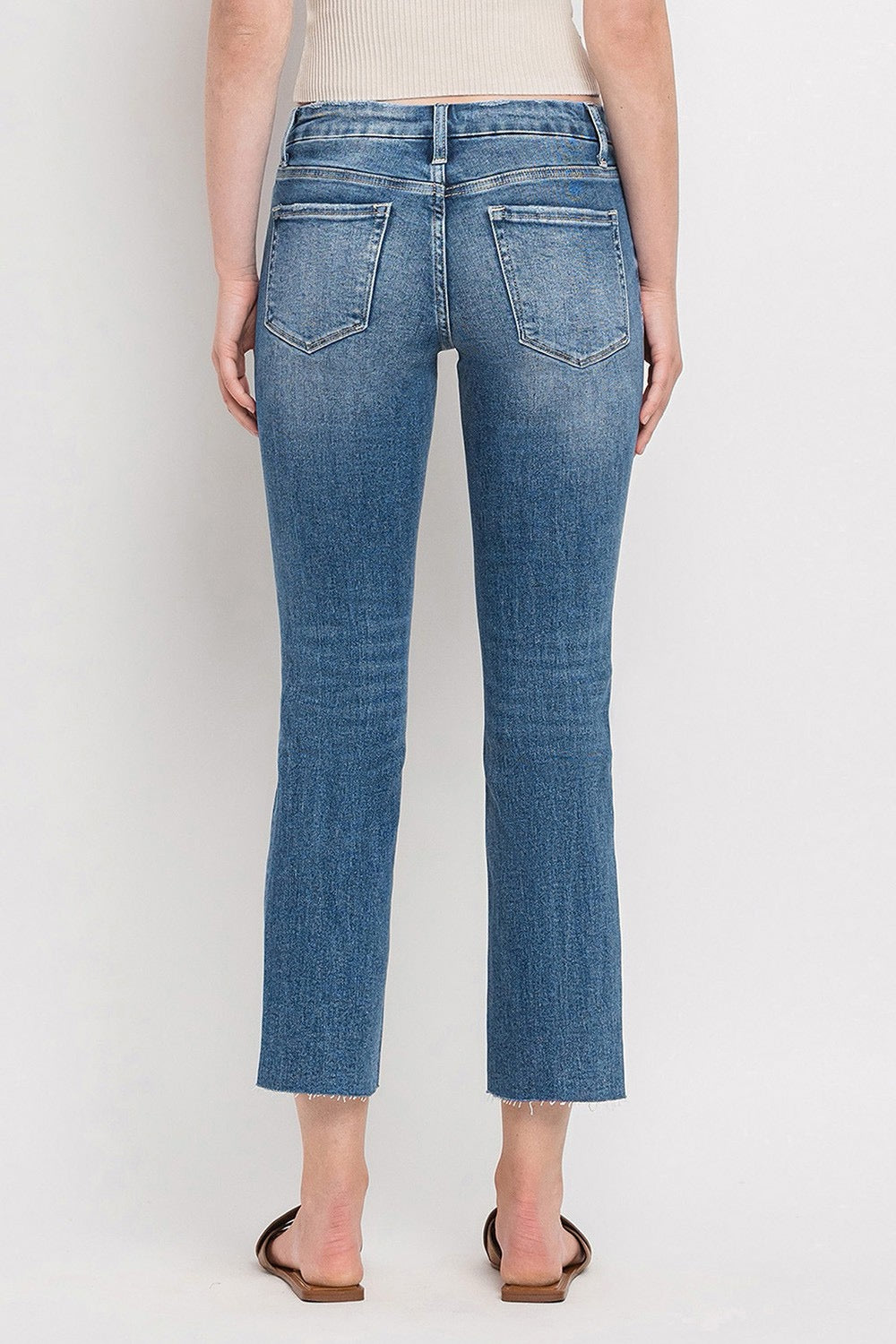 Mid Rise Crop Slim Straight Vervet Jean