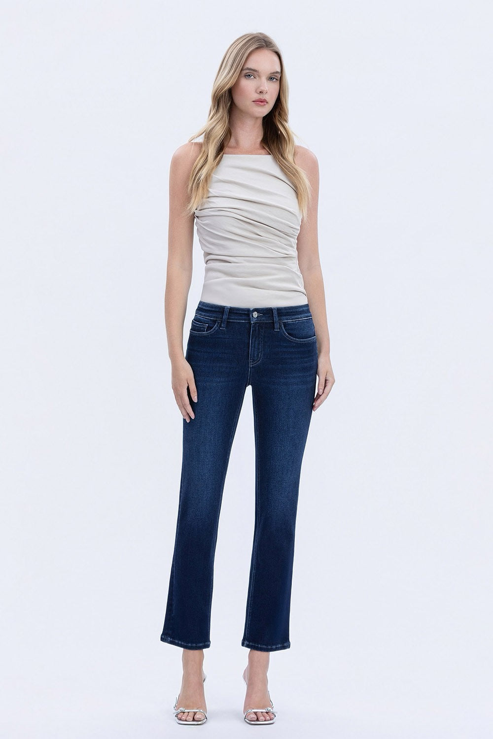 Mid Rise Ankle Slim Vervet Straight Jeans