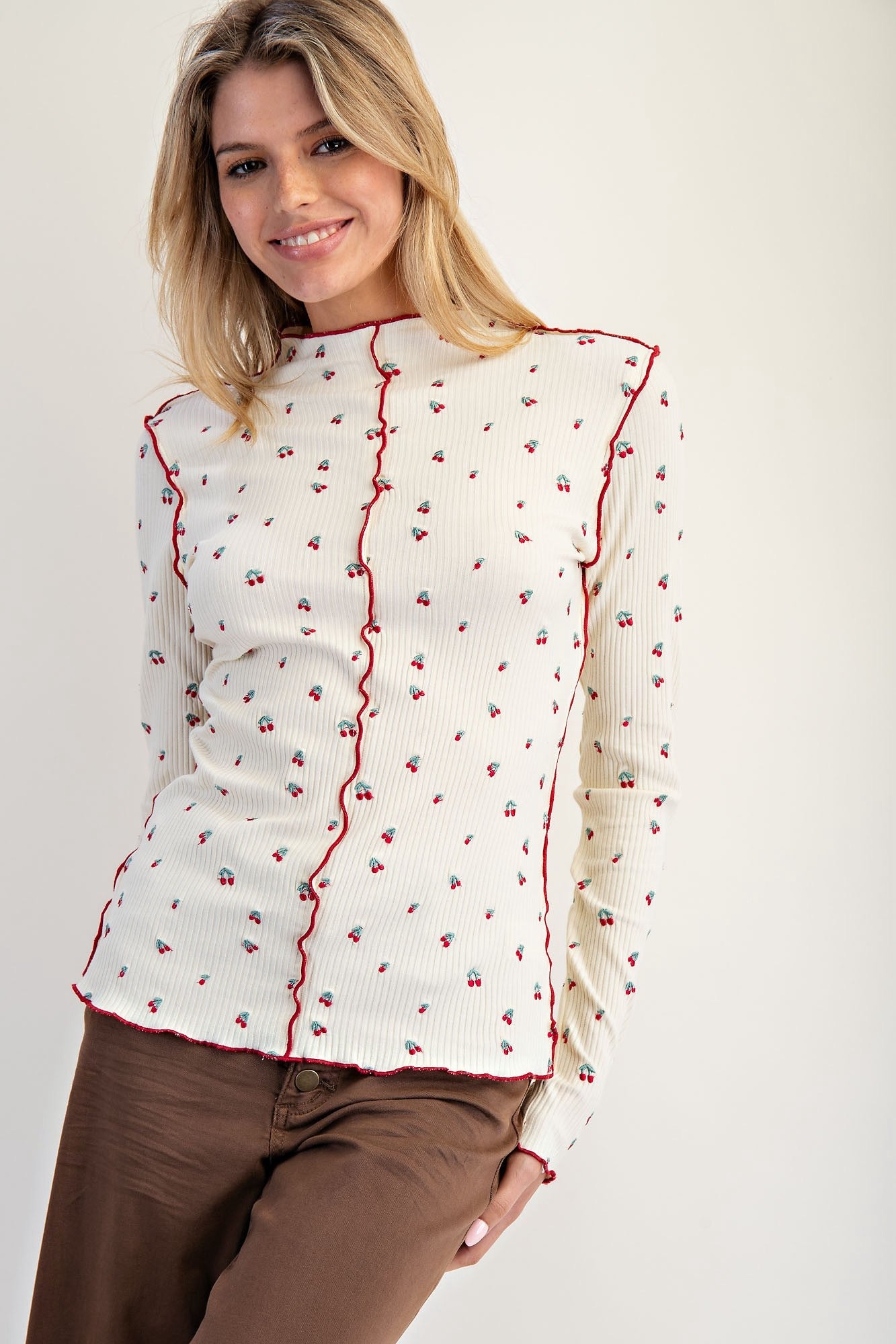 Cherry Print Thermal Top