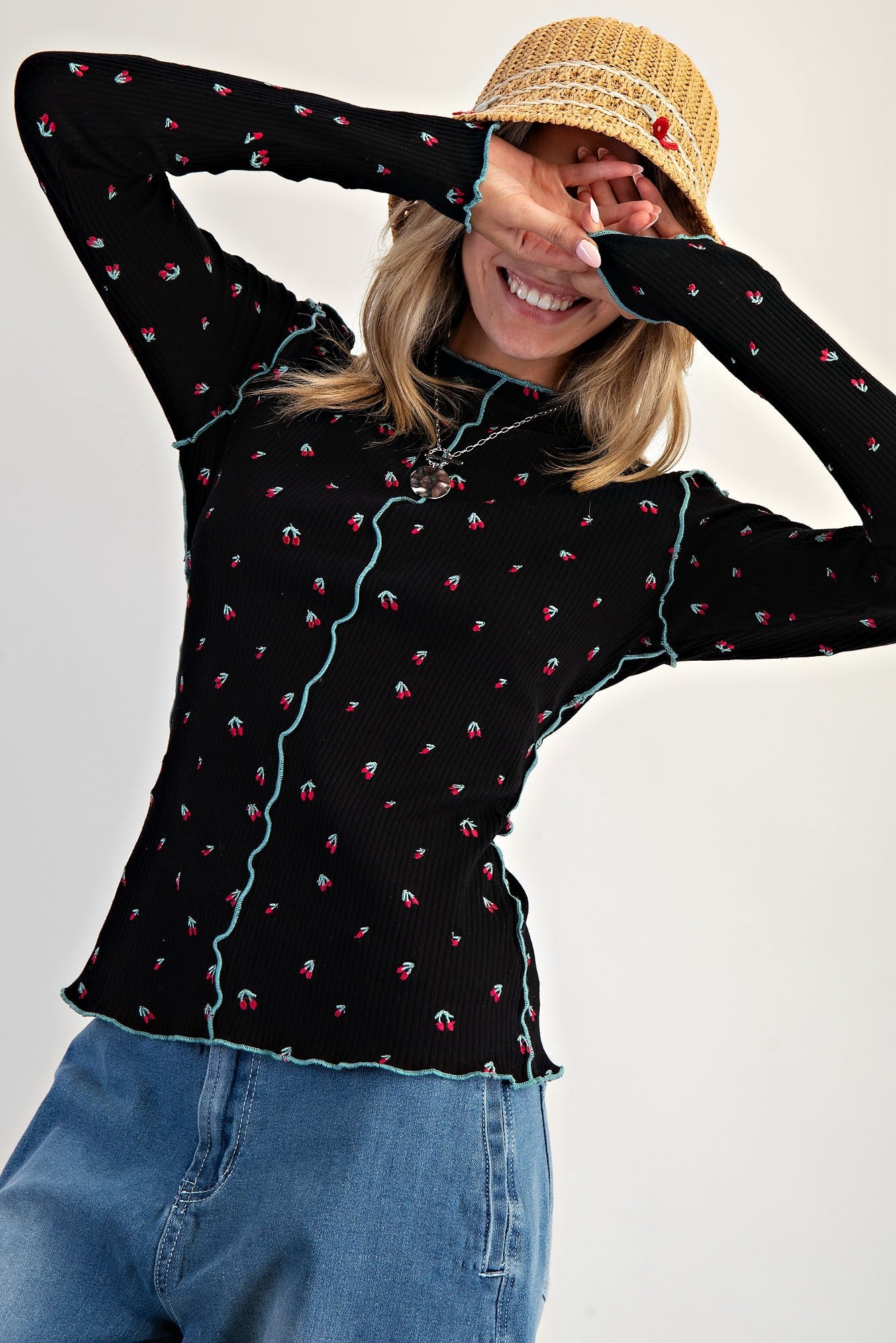 Cherry Print Thermal Top