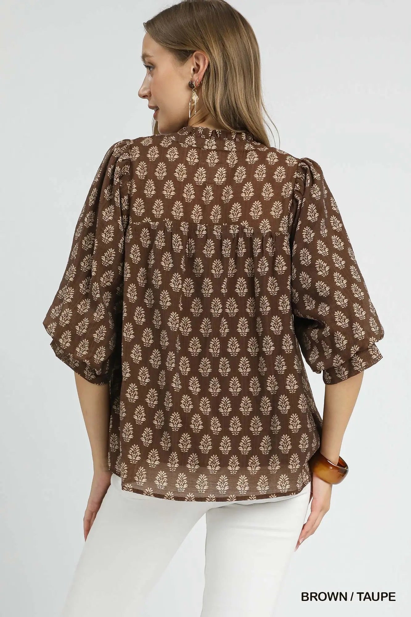 Floral Print V-Split Blouse