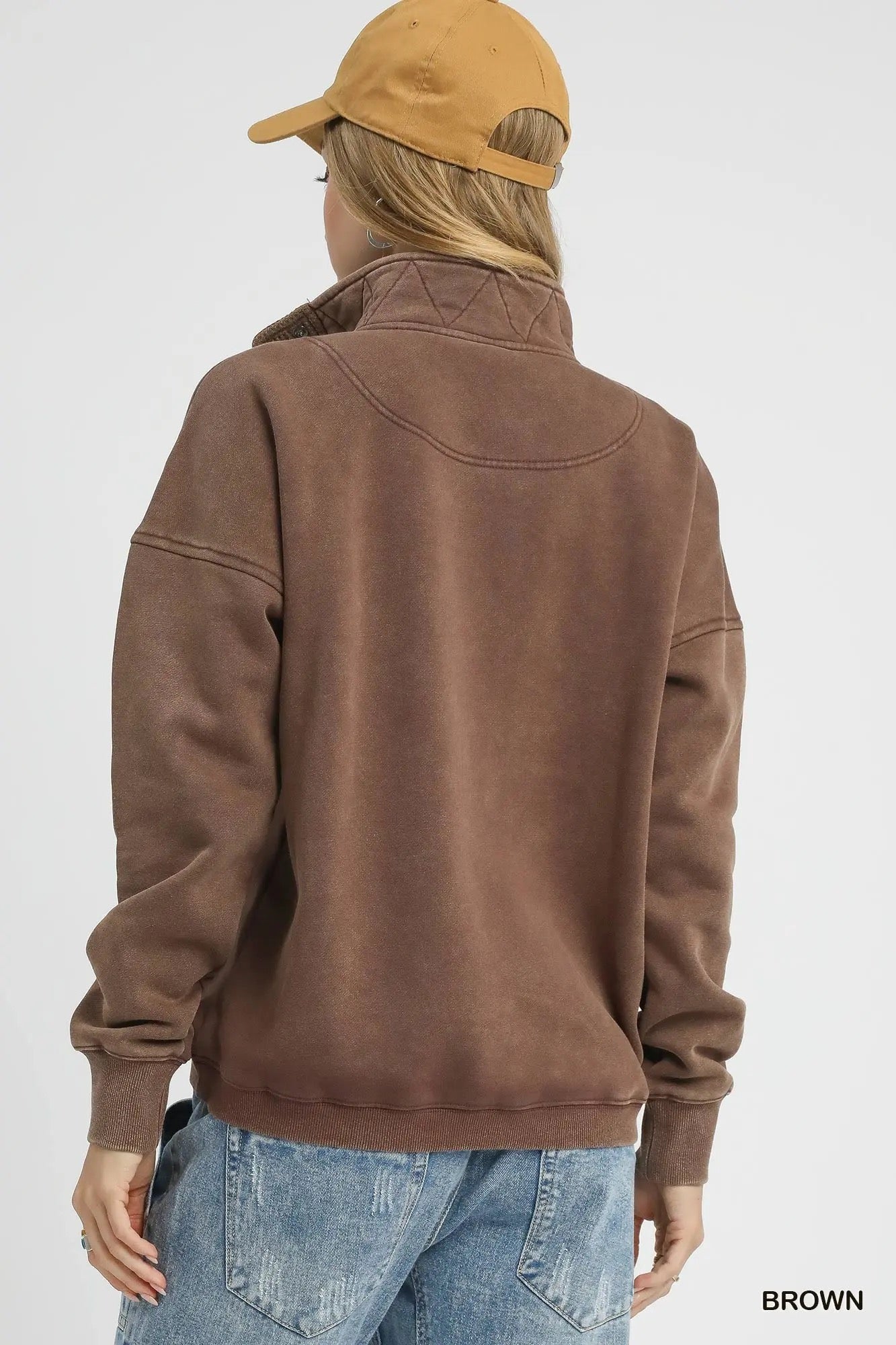 Mineral Wash Half-Snap Pullover Sweatshirt