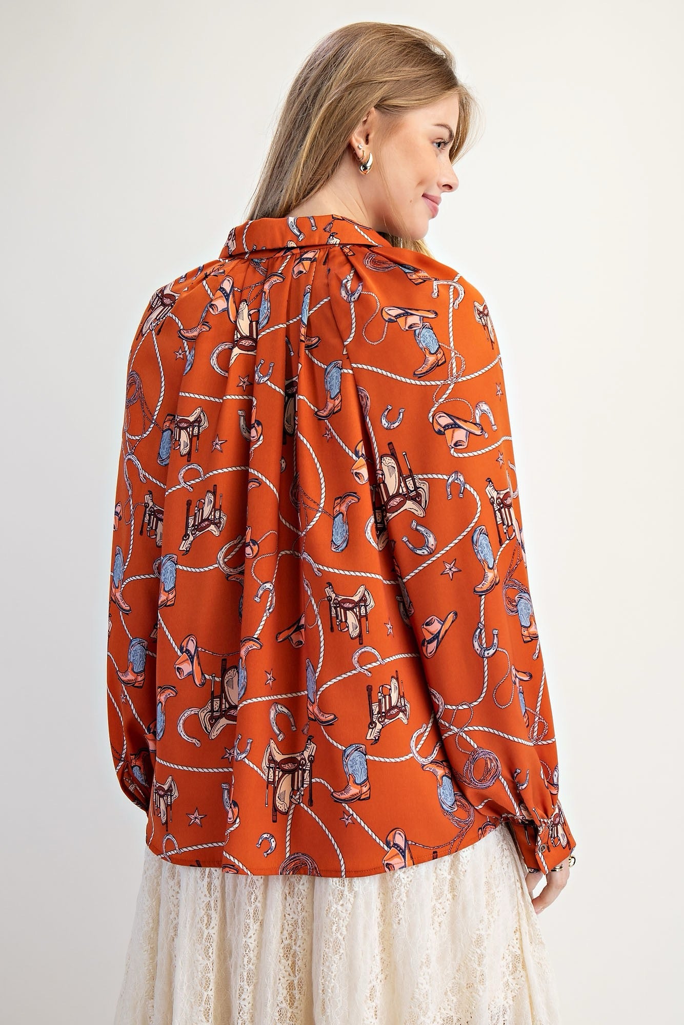 WESTERN PRINTED SATIN SHIRT