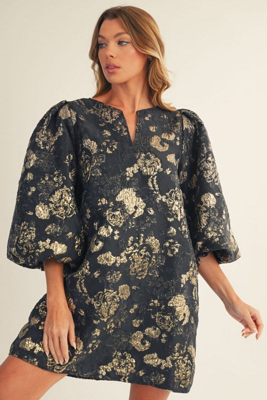 Floral Jacquard Shift Dress