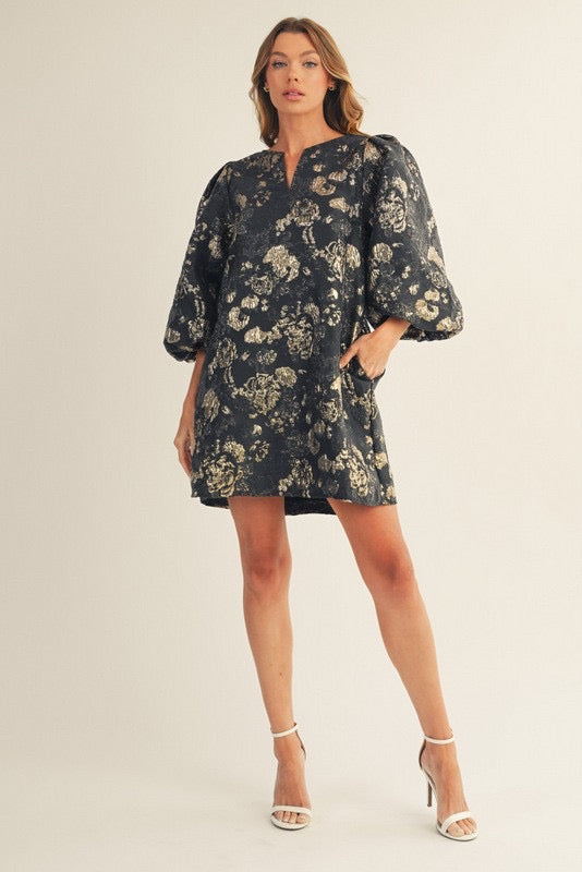 Floral Jacquard Shift Dress