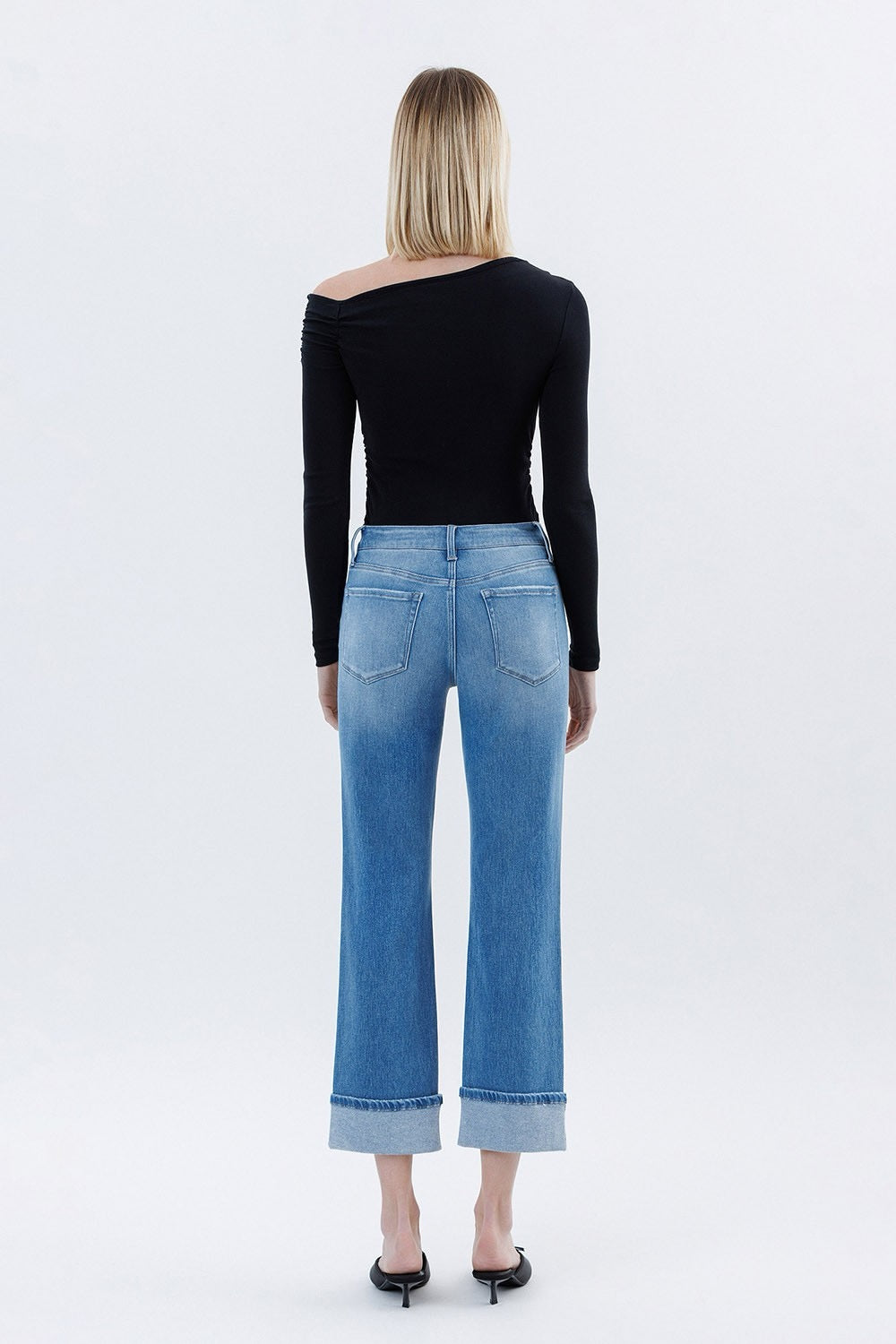 Flying Monkey High Rise Cuffed Crop Straight Jeans