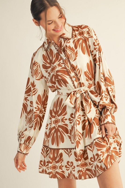 Waist Tie Boho Floral Dress