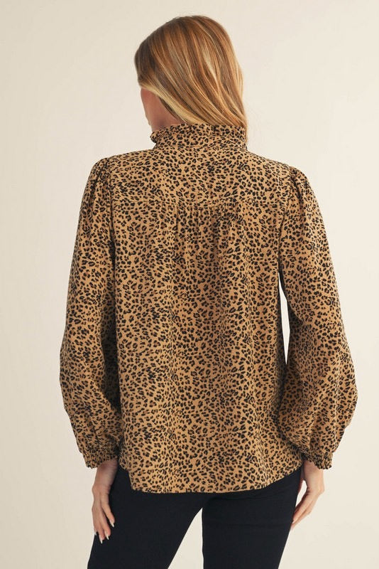 Ruffle Detail Leopard Top