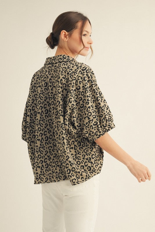Drop Shoulder Leopard Top