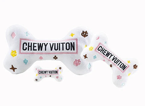 White Chewy Vuiton Large Dog Bone