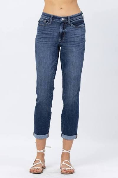 Judy Blue Mid-Rise Cuffed Boyfriend Jean
