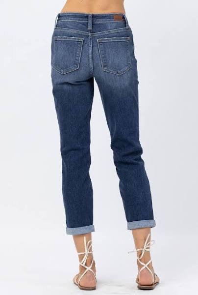 Judy Blue Mid-Rise Cuffed Boyfriend Jean