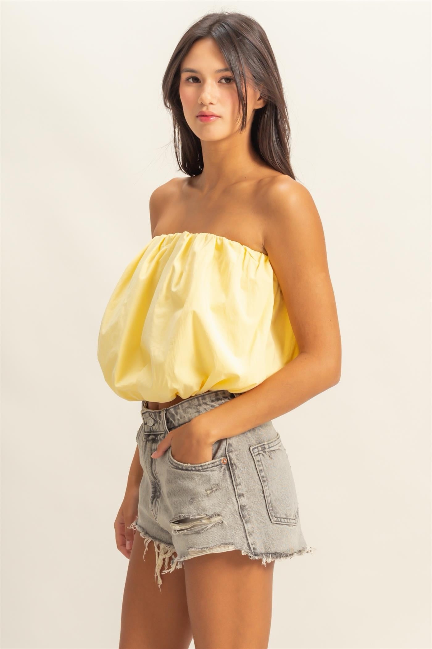 Cream Yellow Crop Top