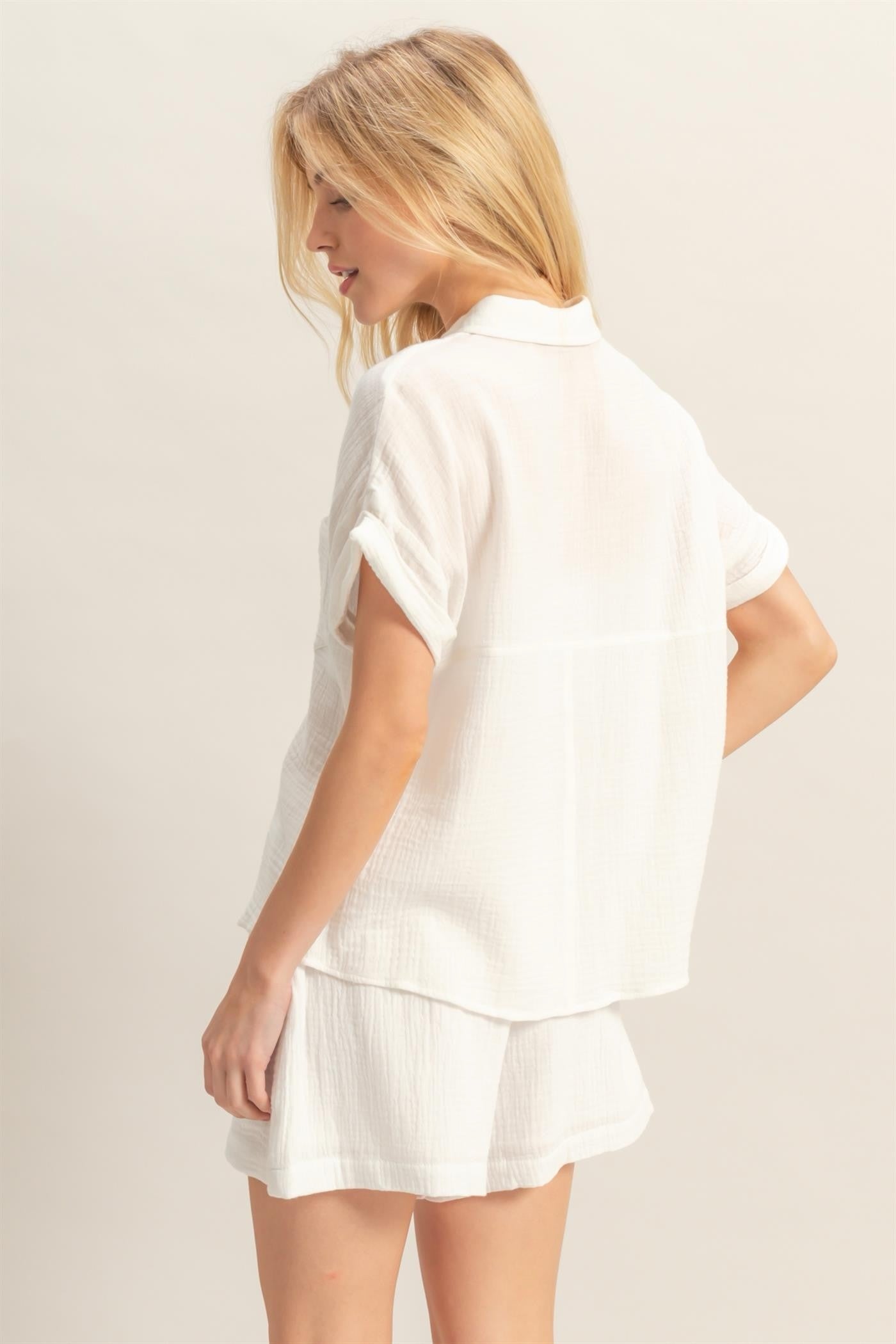 Off White Button Up Blouse