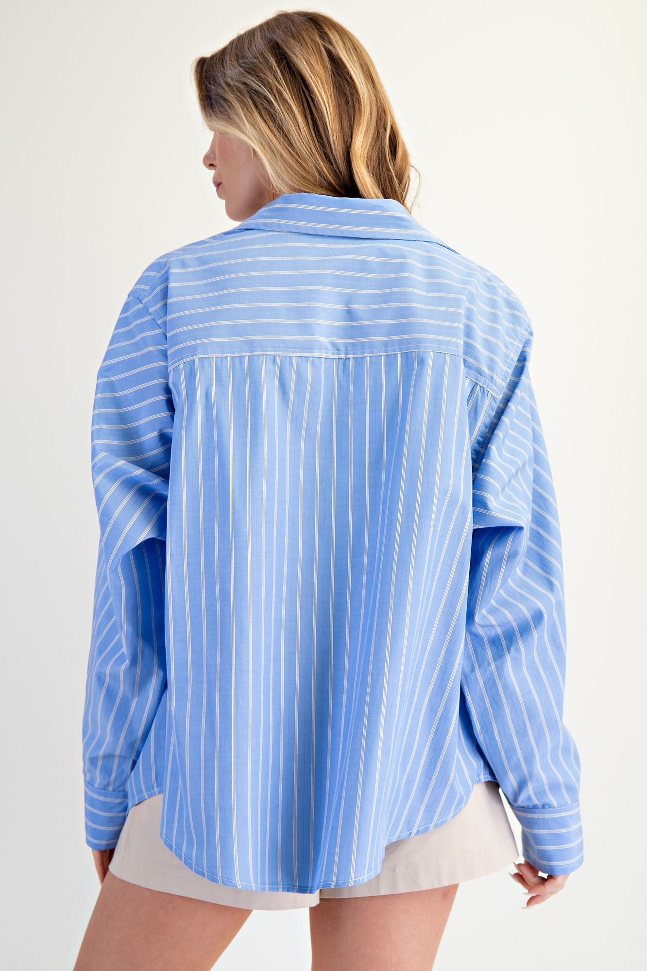 Oversized Striped Button-down Shirt