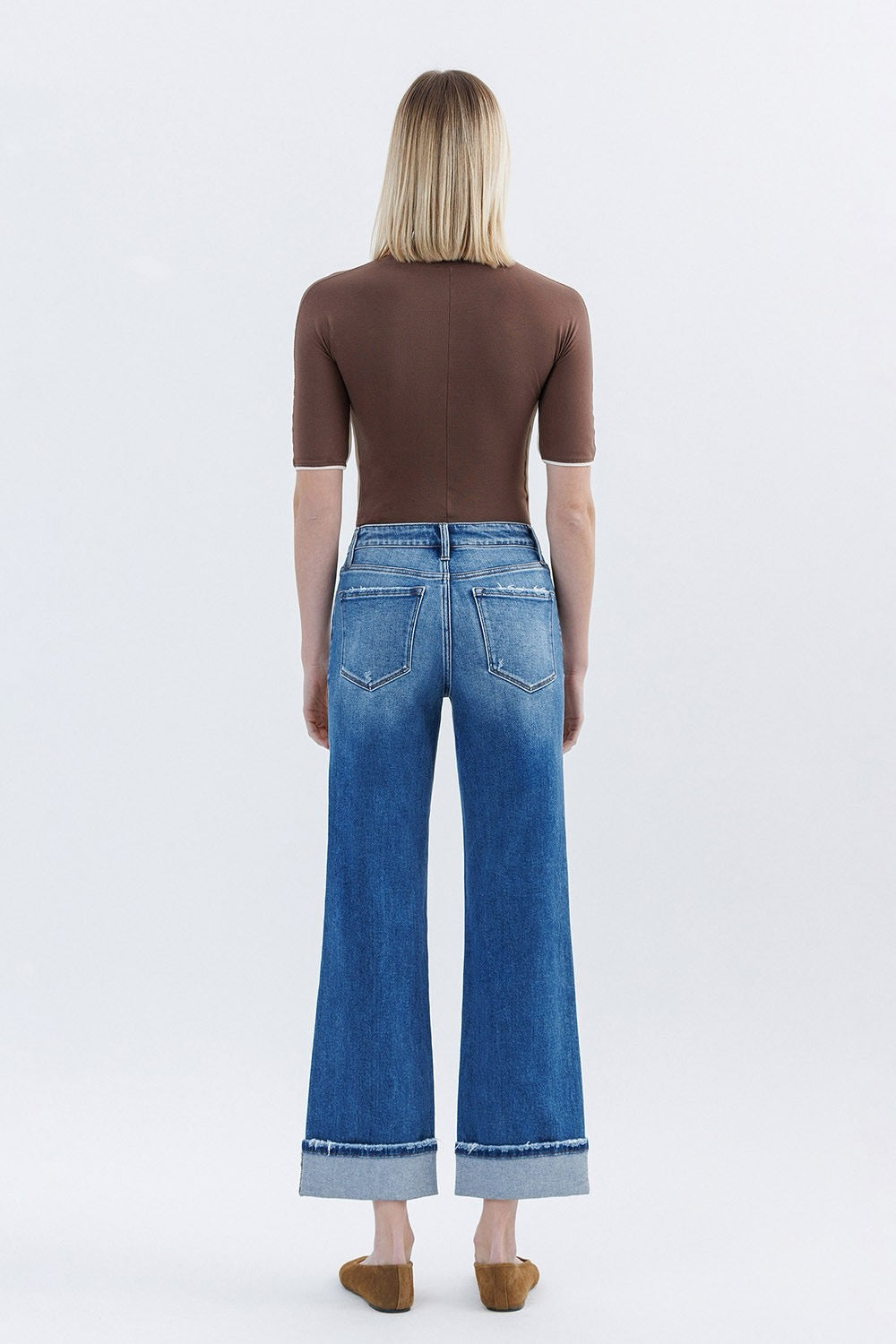 Flying Monkey High Rise Cuffed Slim Wide Jean