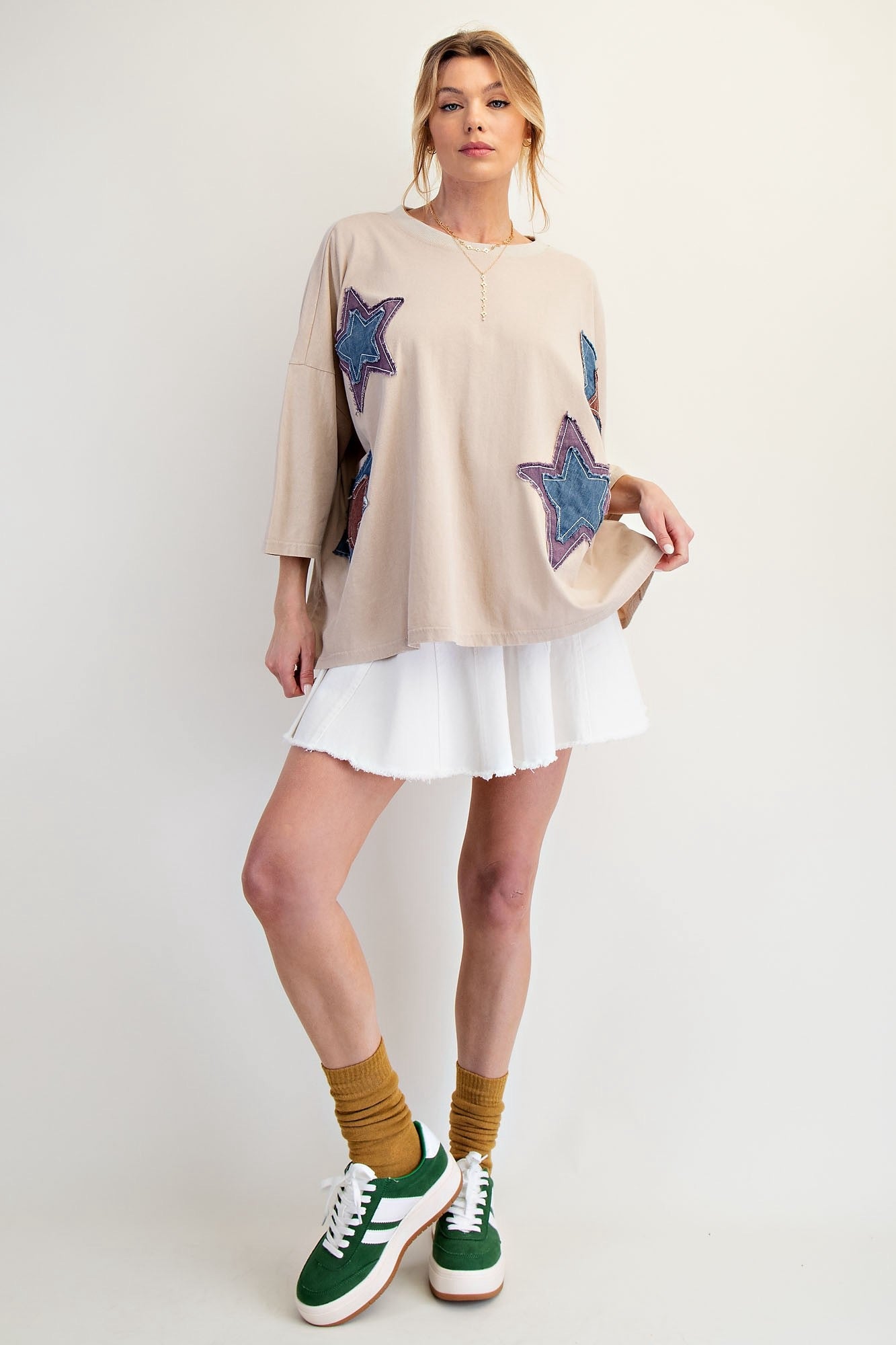 MINERAL WASHED STAR PATCH DETAILING BOXY TOP