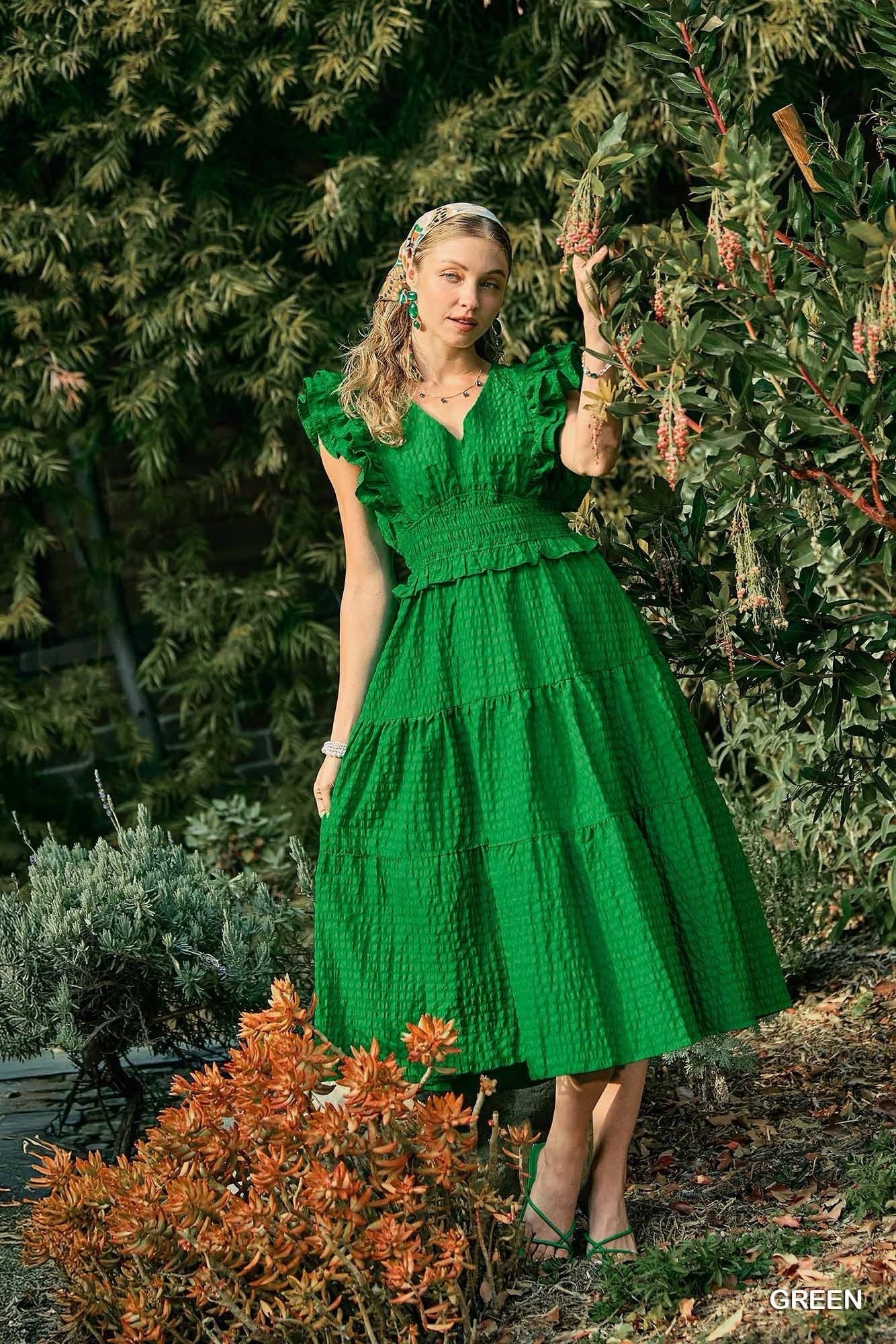 Hunter Green Midi Dress