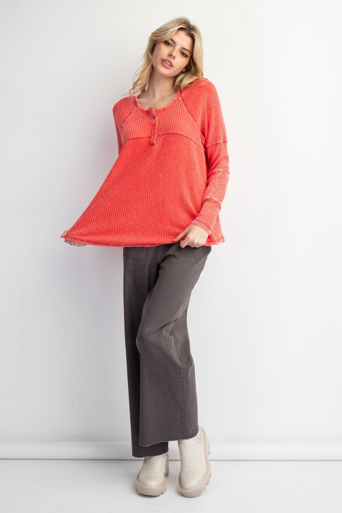 Boho Red longsleeve sweater top