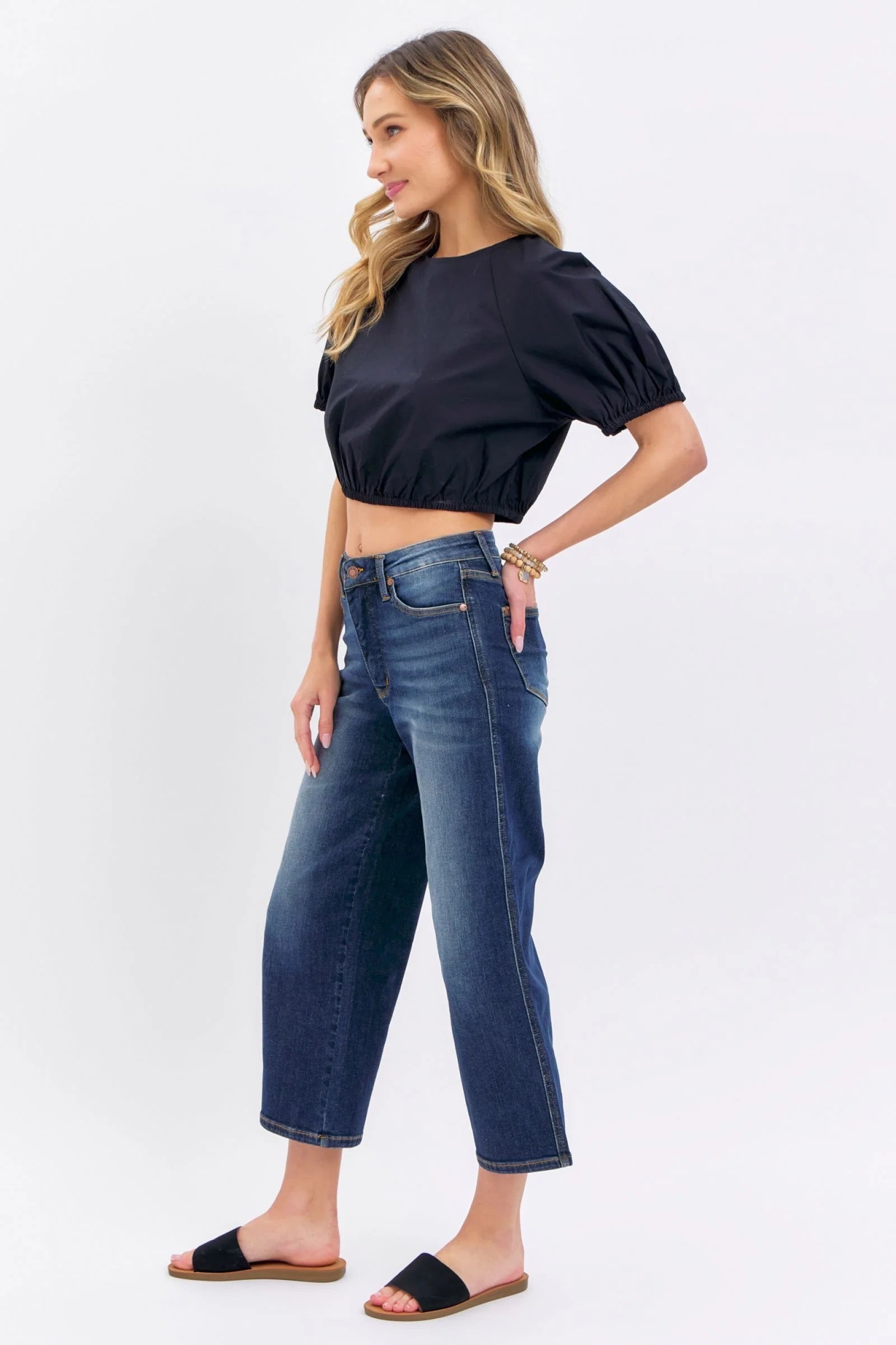 Judy Blue Tummy Control Crop Wide Jeans