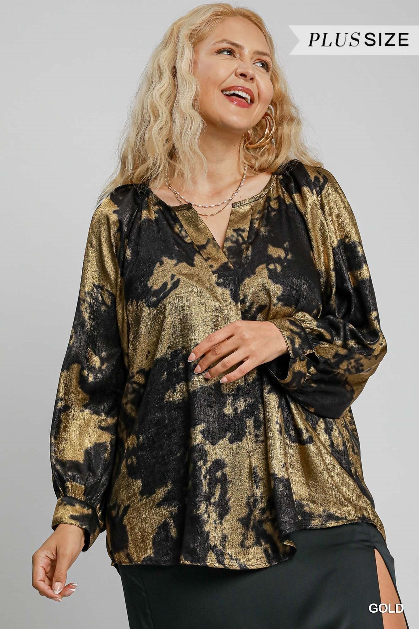 Gold Black Umgee Flows Blouse