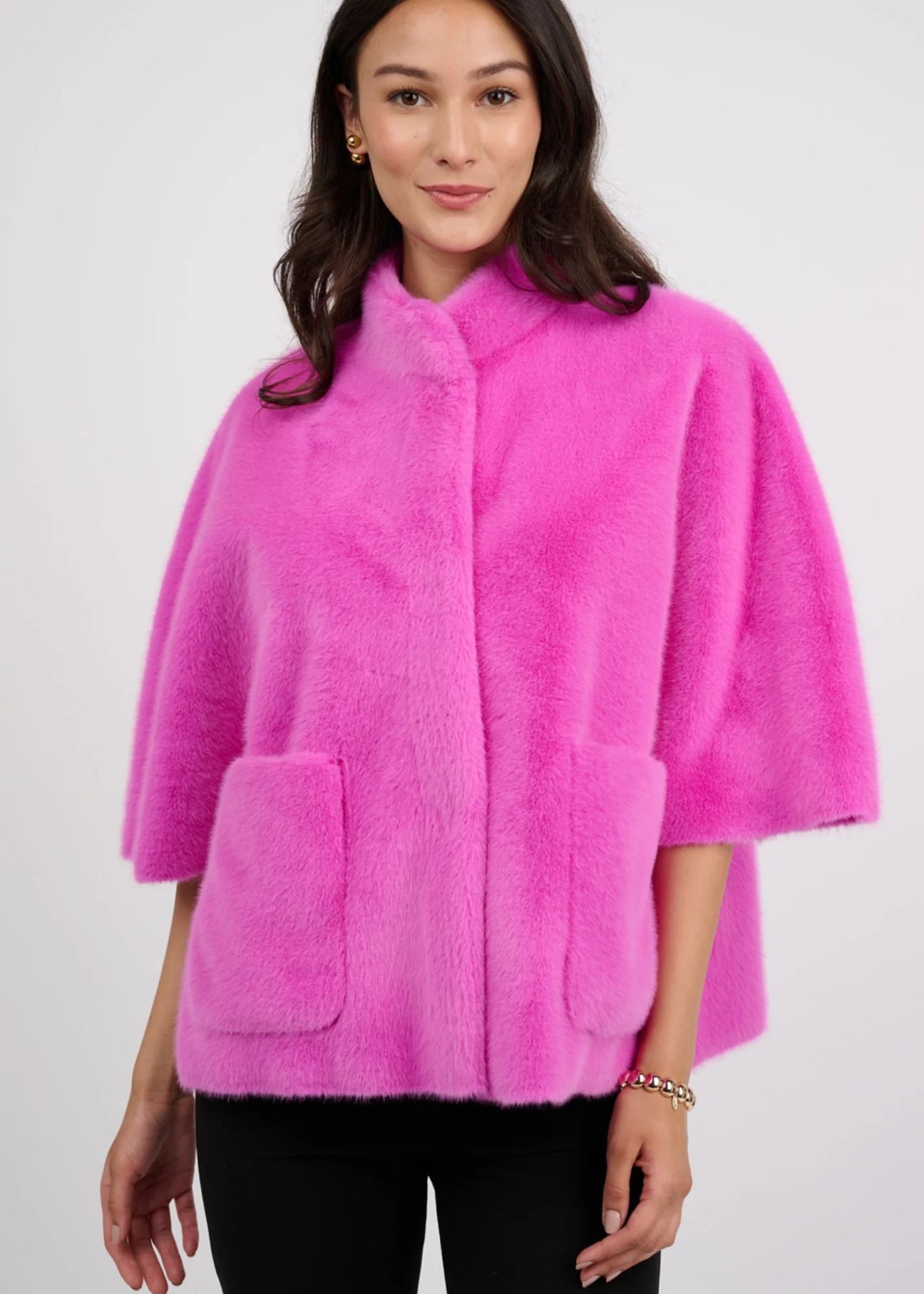 Ivy Jane Faux Capelet Fuchsia Jacket