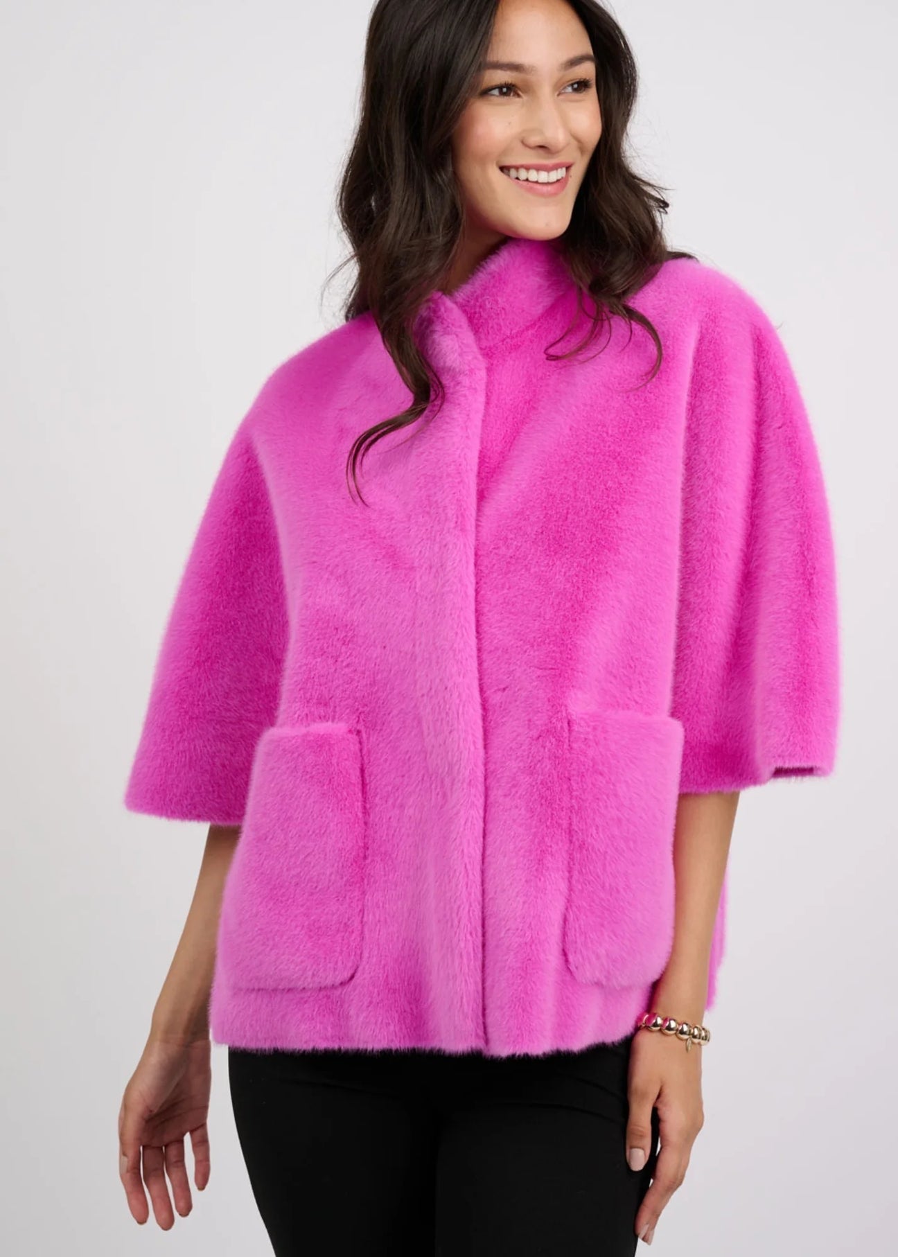 Ivy Jane Faux Capelet Fuchsia Jacket