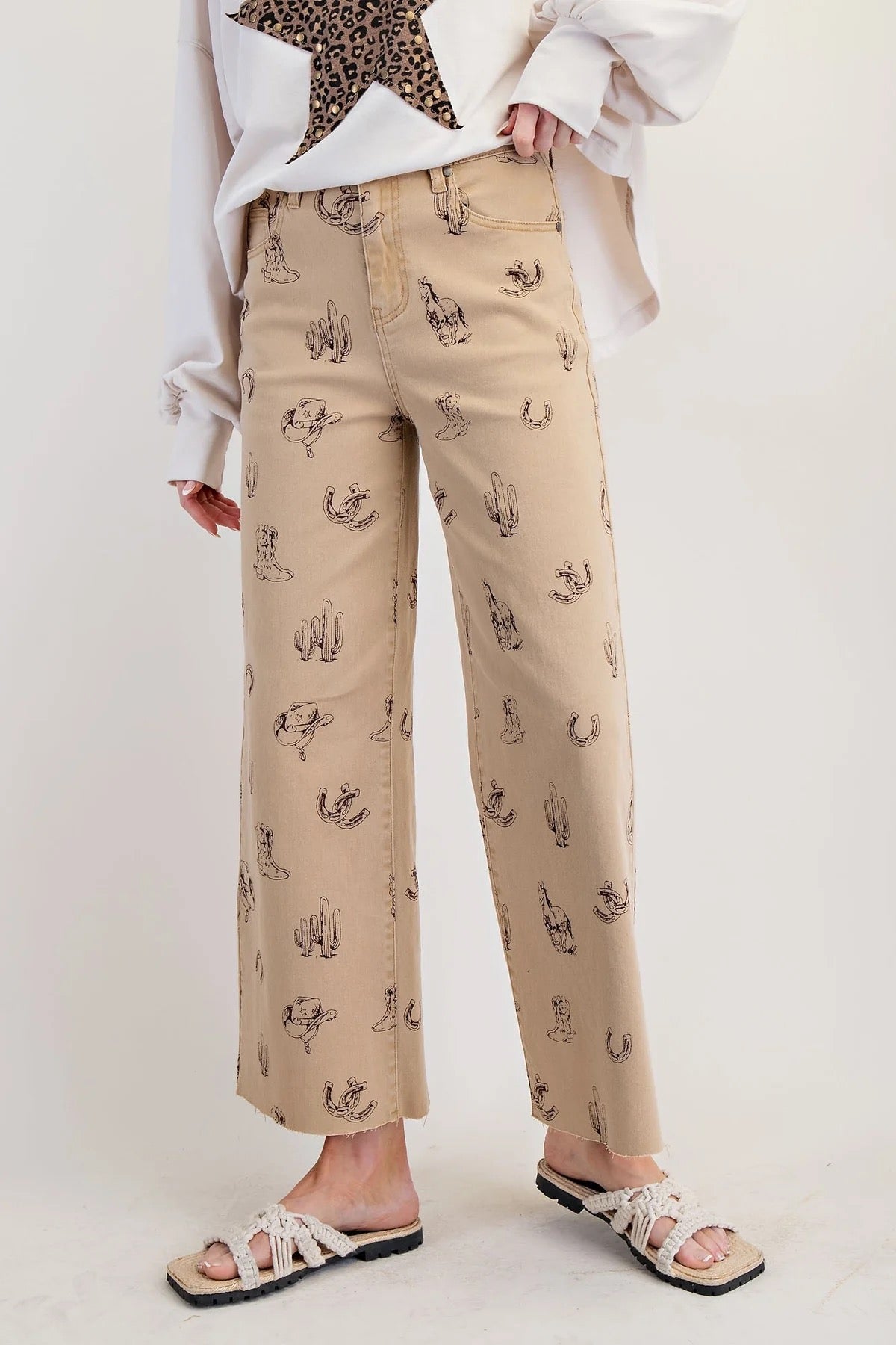 Western Printed Stretch Twill Pants