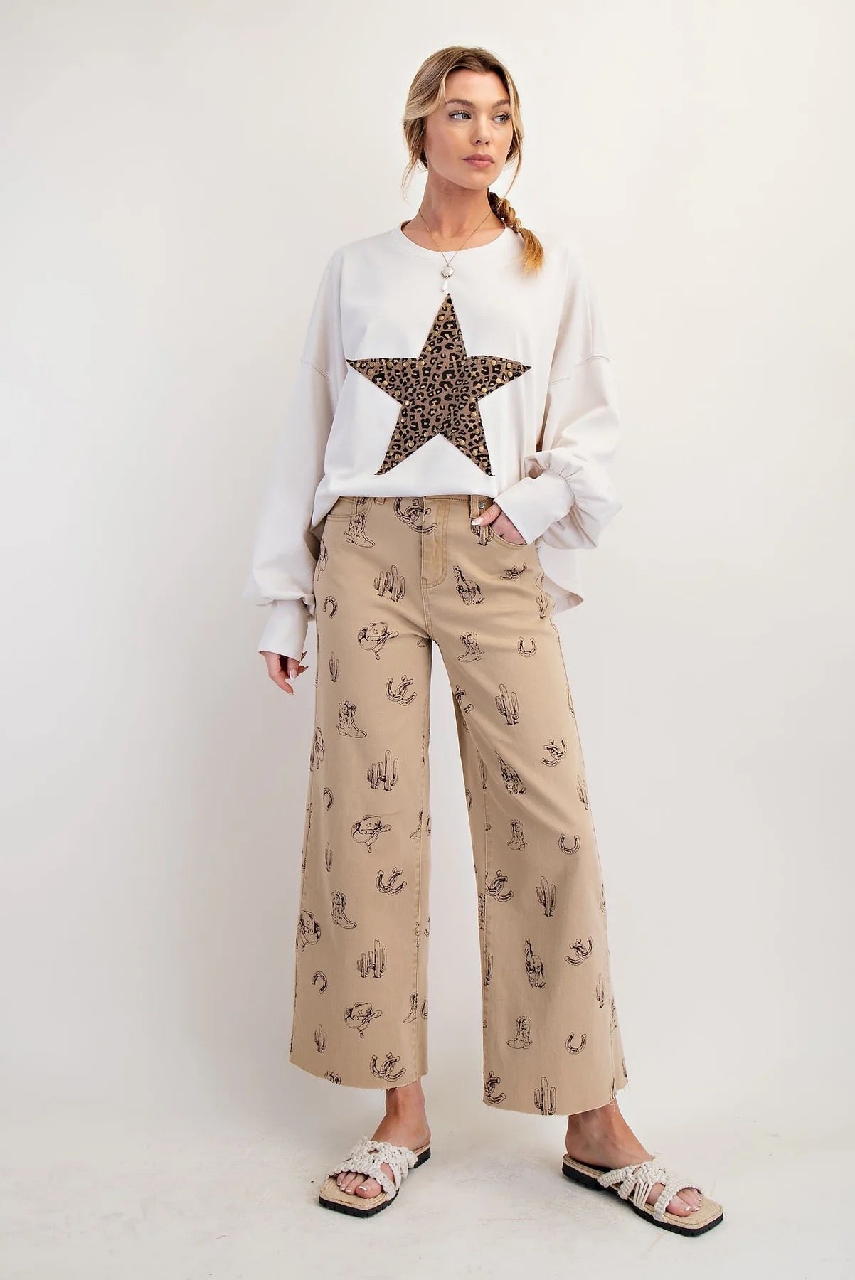 Western Printed Stretch Twill Pants