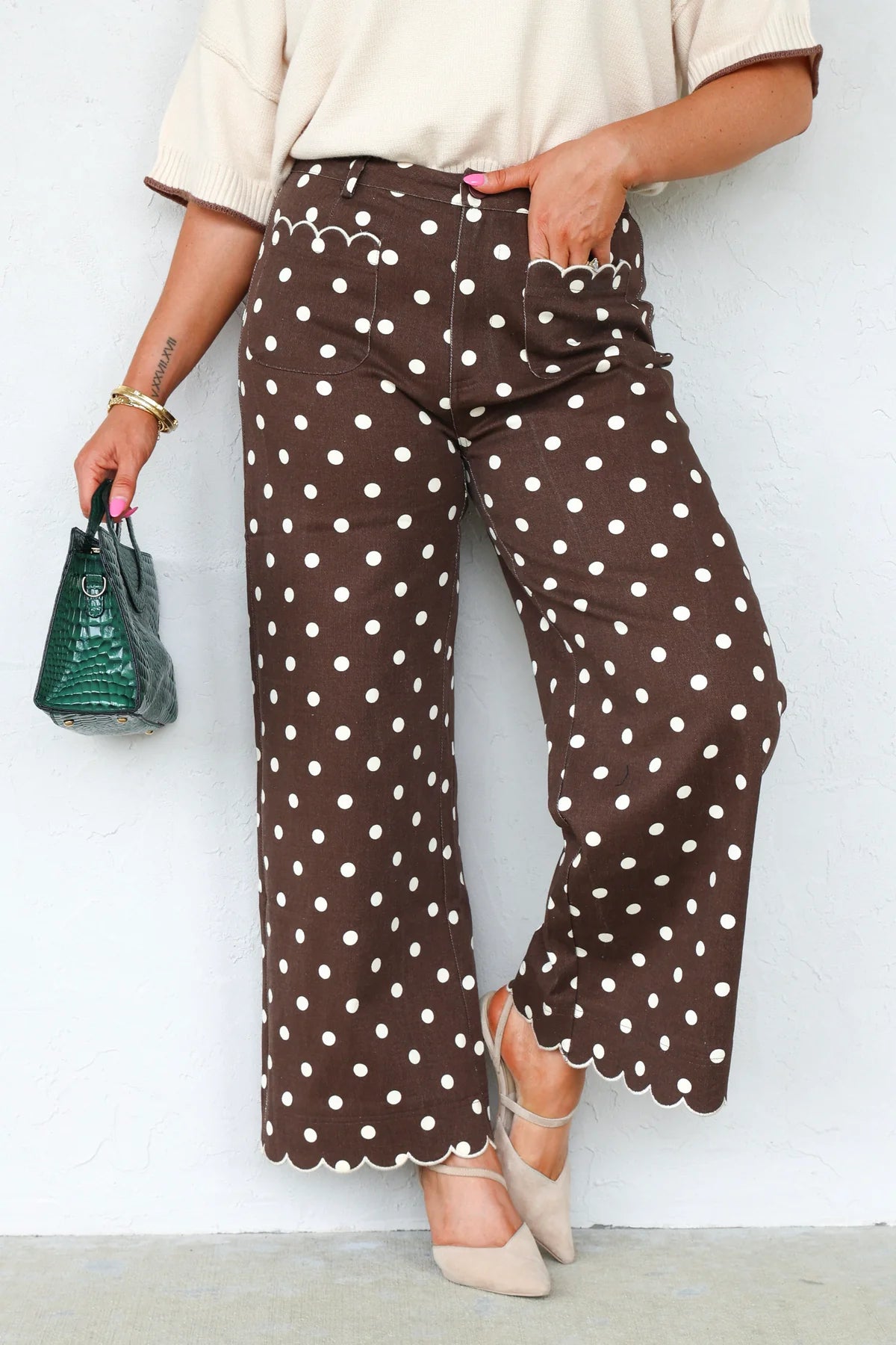 Polka Dot Wide Leg Pants