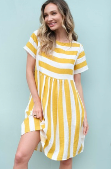 Plus Wide Stripe Baby Doll Dress