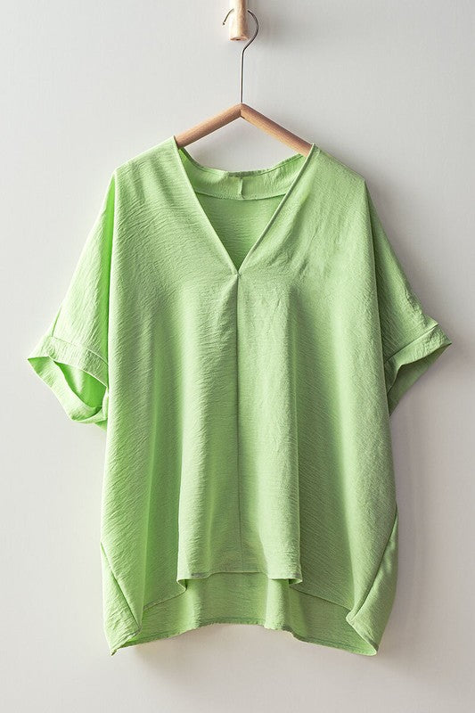 Oversized V-neck Short Sleeve Top