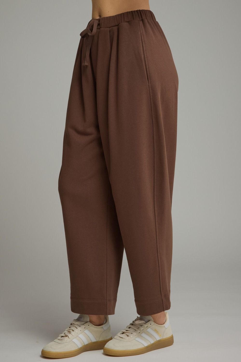 Brown Wide Leg Drawstring Pants