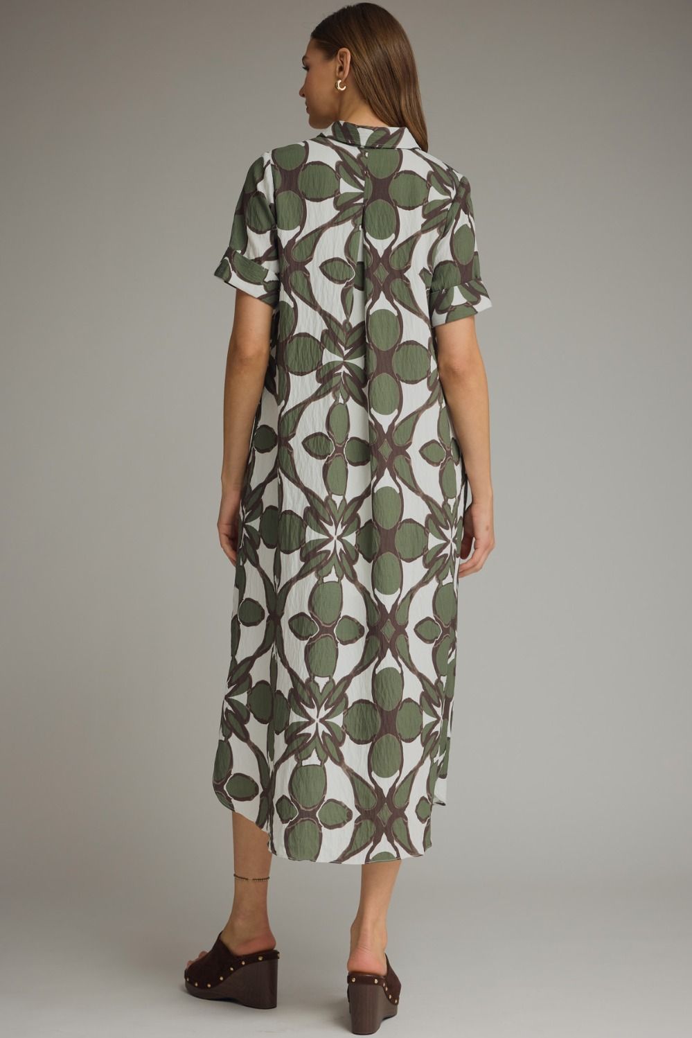 Olive Printed Shirt Dress
