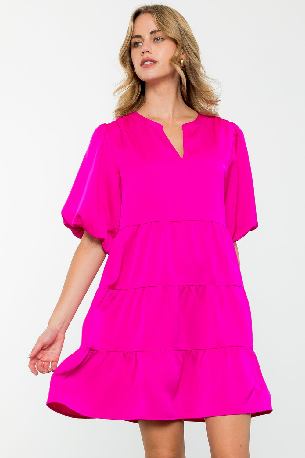 Puff Sleeve Tiered Dress