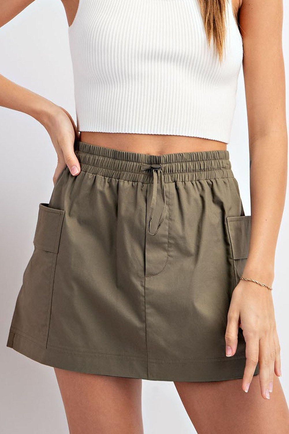 Solid Cargo Mini Skort